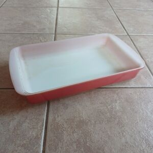 Pyrex 232 Flamingo Pink and White Casserole Baking Dish
